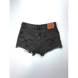 Levis 501 Original Cut Off Denim Shorts Washed Black High Rise Button Fly W27